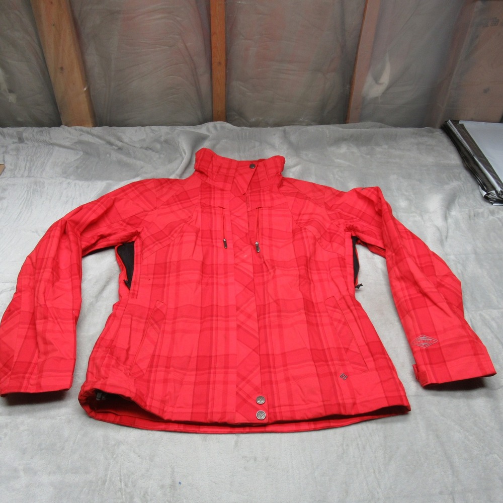 Columbia Jacket Women Medium Red Whirlibird V Plaid Waterproof Hooded 3in1 Shell